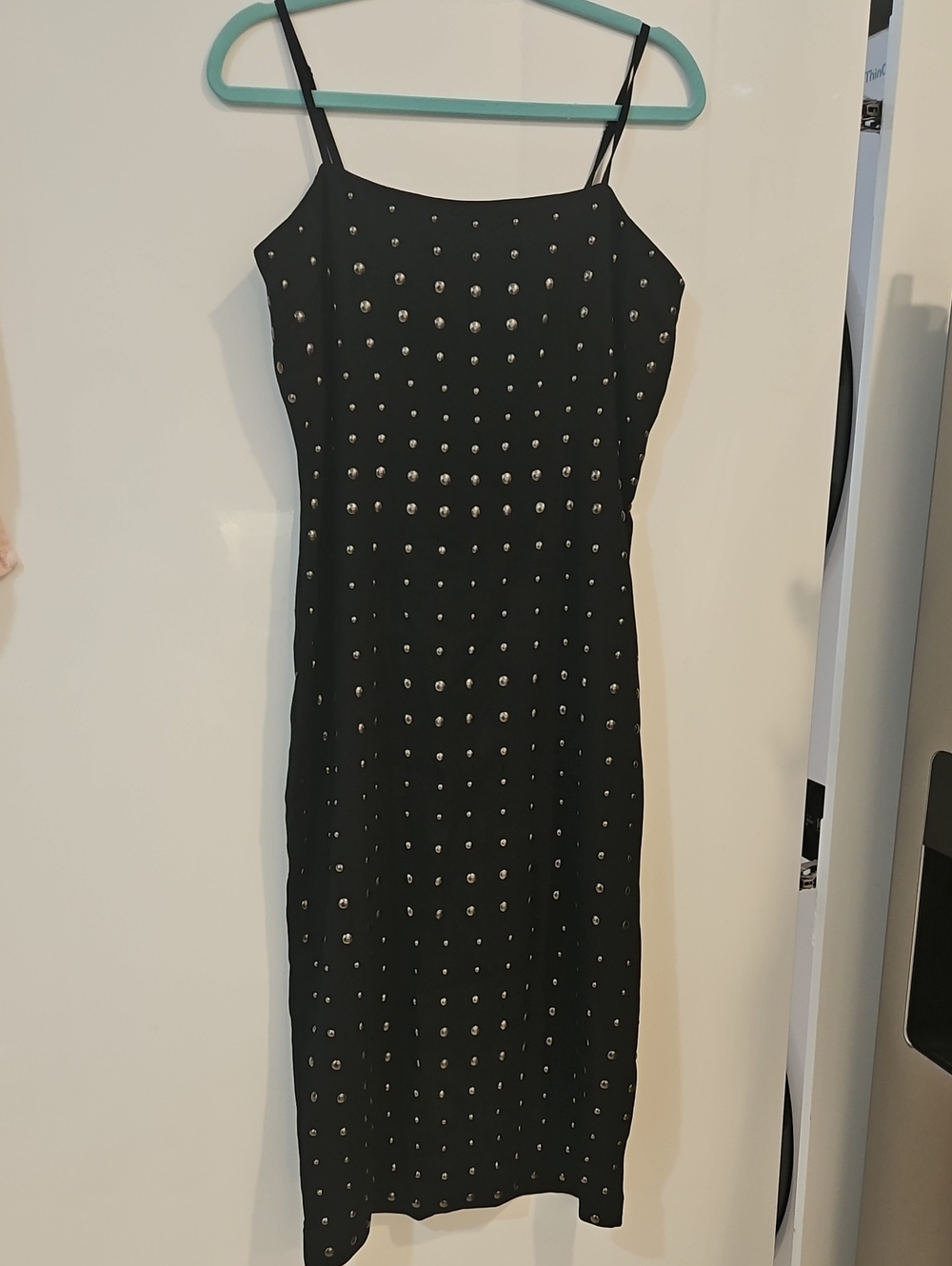 Layered With Love Black Studded Spaghetti Strap Midi Dress